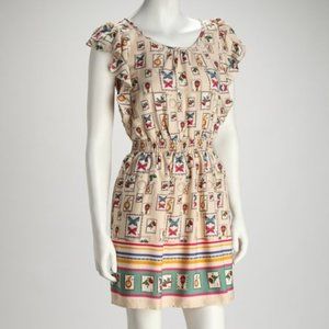 Cute vintage-inspired travel-themed postage stamp dress